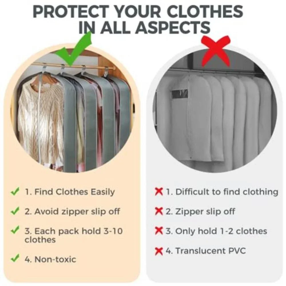 Garment Bags For Hanging Clothes Clear Suit Storage Bags Closet Organizer 6 Pack